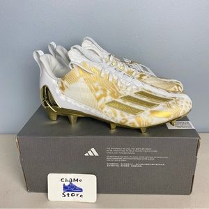 adidas adizero 12.0 Mismatch White Gold Football Cleats Reflective Men Sz 7.5